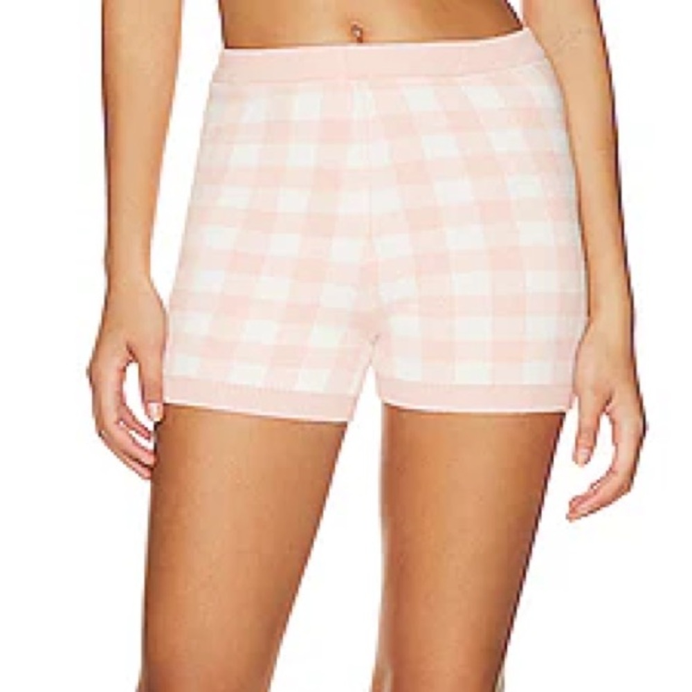 $99 NWT Pink and White L*Space “Francie” Sweater Knit Shorts Sz Medium